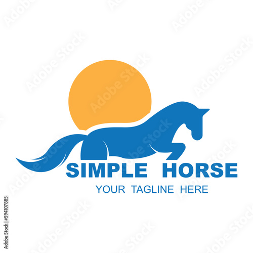 Elegant horse icon. Royal stallion logo. Equine stables sign. Equestrian brand emblem with slogan template