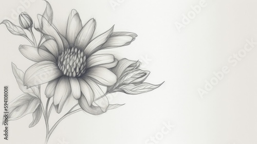 Delicate gray flower sketch
