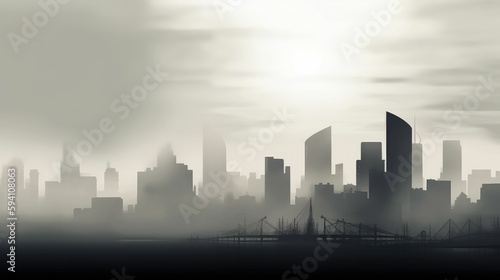 City in the mist: Abstract grey shadows