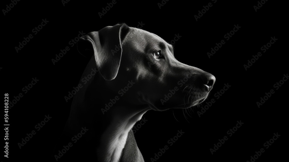 Minimalistic portrait of a black and white dog Minimalistic portrait of a black and white dog