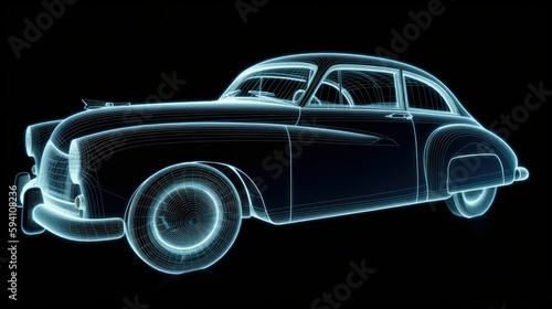 Highlighted contours of a classic car