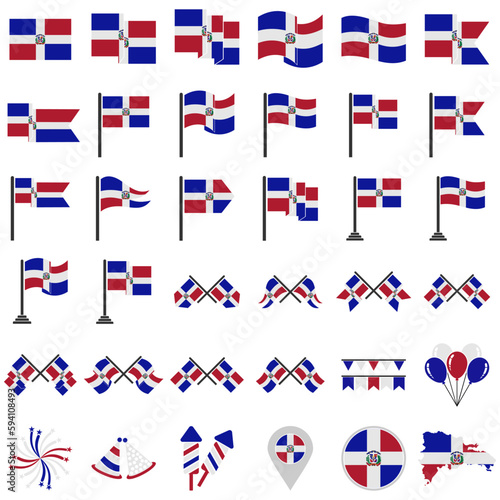 Dominican Republic flags icon set, Dominican Republic independence day icon set vector sign symbol