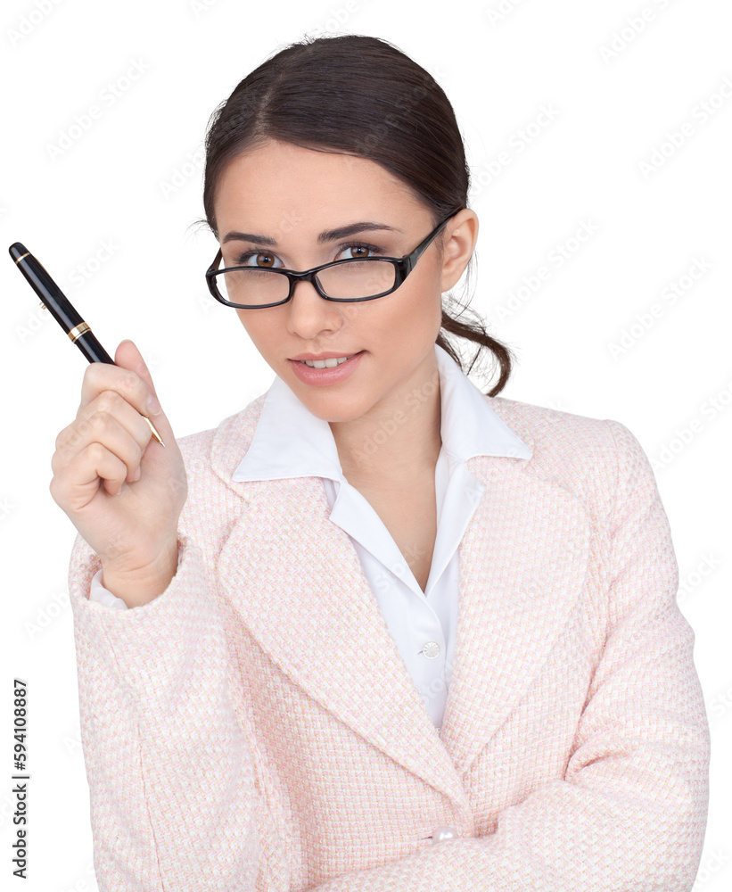 Portrait of young businesswoman in suit isolated on white Portrait of young businesswoman in suit isolated on white