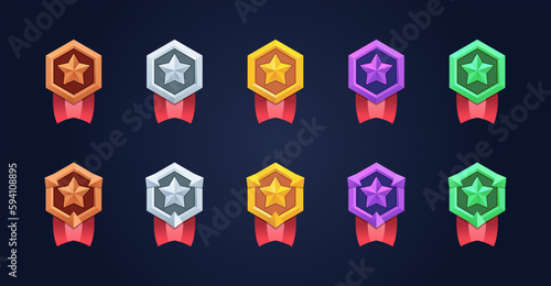 Patent badges collection. High quality illustrations. Perfect for games.