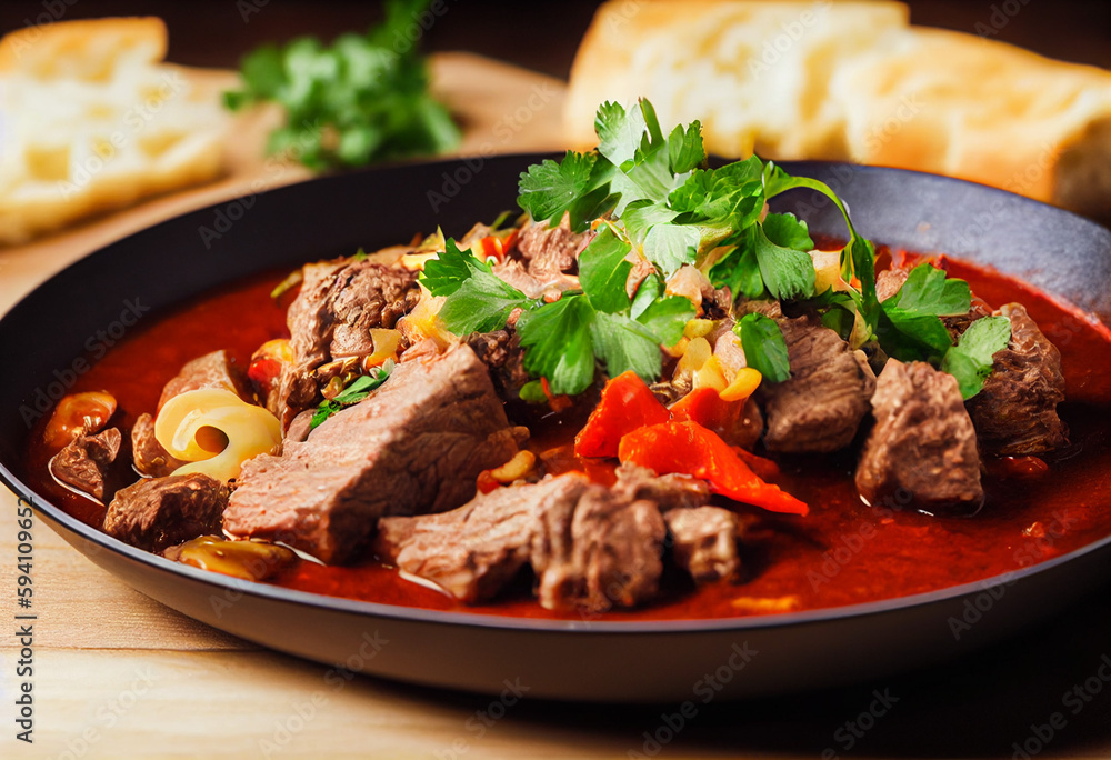 delicious aromatic beef stew, generative AI