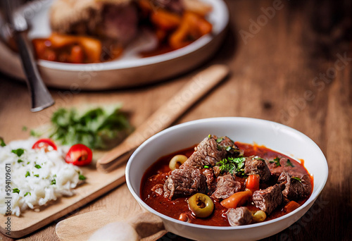 delicious aromatic beef stew, generative AI