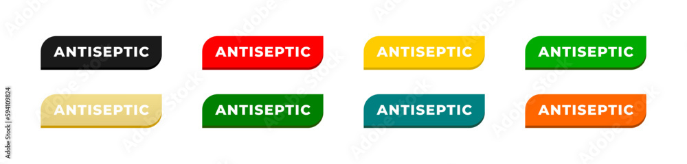 Antiseptic label vector or Antiseptic mark vector isolated in flat style. Best Antiseptic label vector for product packaging design element. Simple Antiseptic sign vector isolated. Antiseptic label vector or Antiseptic mark vector isolated in flat style. Best Antiseptic label vector for product packaging design element. Simple Antiseptic sign vector isolated.