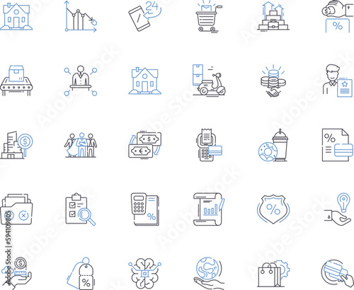 Bond markets line icons collection. Yield, Credit, Liquidity, Fixed-income, Volatility, Spread, Coupon vector and linear illustration. Aggregate,Maturity,Interest outline signs set