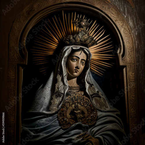 icon of the crowned mother of God, mother of Jesus Christ, generative AI