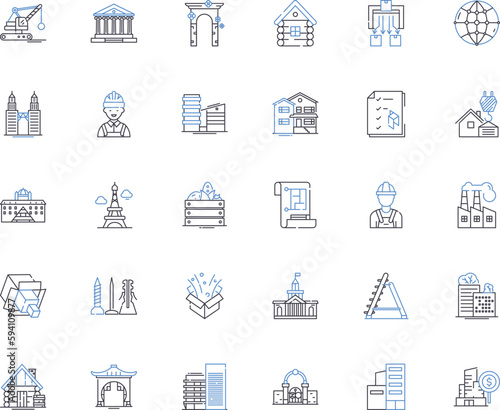Property renovation line icons collection. Refurbishment, Upgrade, Restoration, Remodeling, Refresh, Repainting, Redecoration vector and linear illustration. Renovation,Rejuvenation,Repair outline
