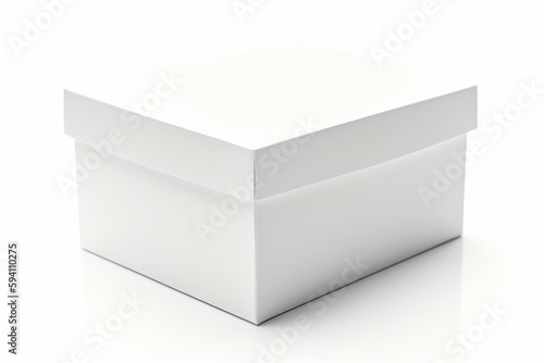 Blank Box isolated on white background with reflection. Generative AI