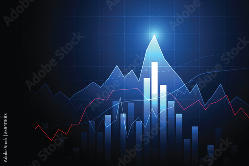 Business candle stick graph chart of stock market investment trading on white background design. Bullish point, Trend of graph. Vector illustration