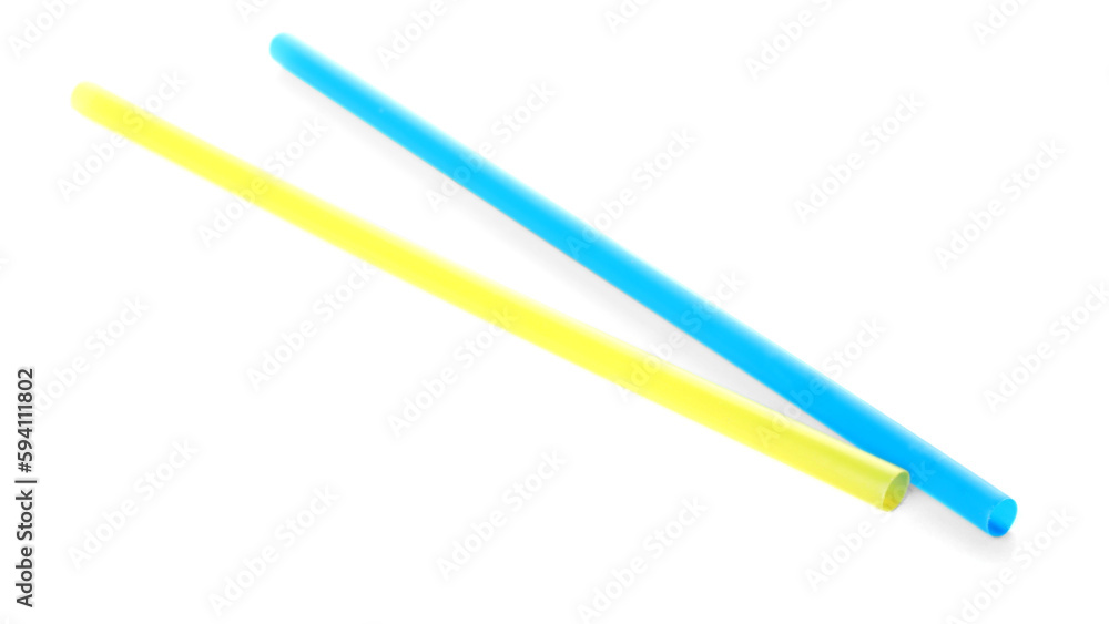 Color plastic cocktail tubes on white background Color plastic cocktail tubes on white background