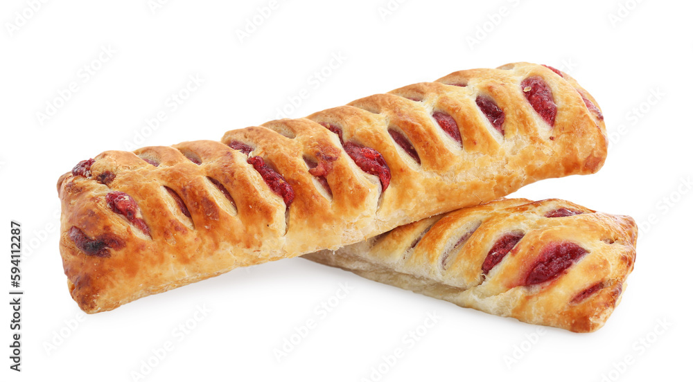 Fresh tasty puff pastry on white background Fresh tasty puff pastry on white background