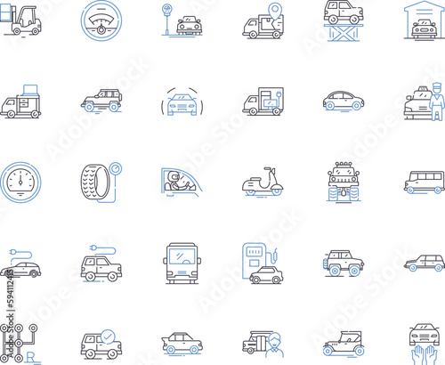 Planes line icons collection. Aviation, Takeoff, Landing, Cockpit, Wings, Speed, Altitude vector and linear illustration. Engines,Turbulence,Airplane outline signs set