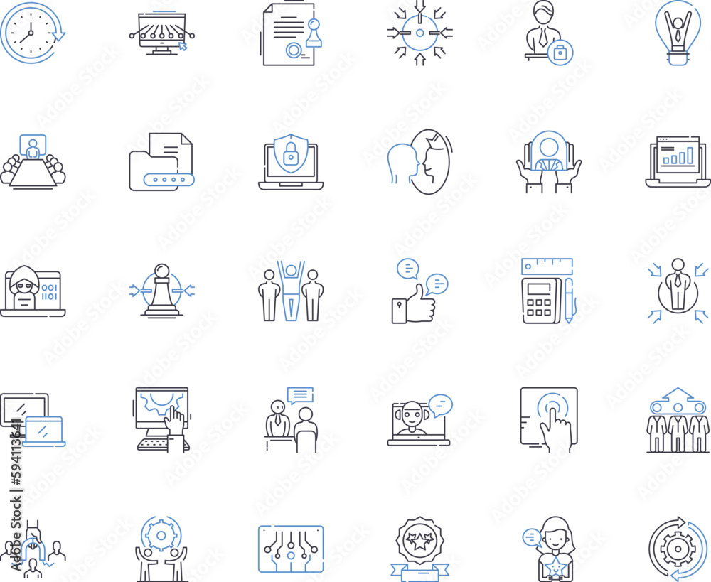 Corporate partnership line icons collection. Collaboration, Synergy, Alliance, Connection, Integration, Cohesion, Engagement vector and linear illustration. Bond,Cooperation,Symbiosis outline signs
