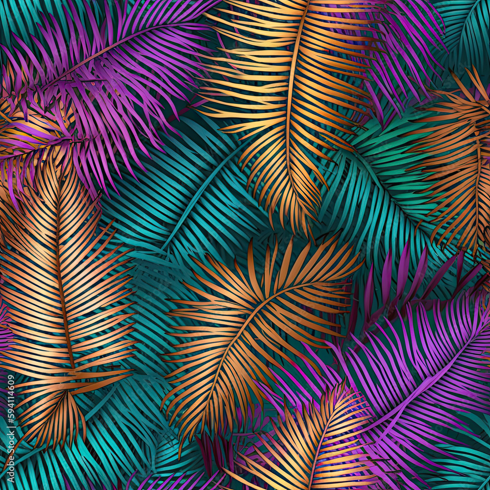 Obraz premium Nature tropical leaves pattern design line, arts. Hand drawn outline design for fabric , print, cover, banner and invitation . Generative ai.