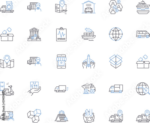 Package transports line icons collection. Shipping, Logistics, Delivery, Cargo, Freight, Transport, Shipment vector and linear illustration. Express,Parcel,Box outline signs set