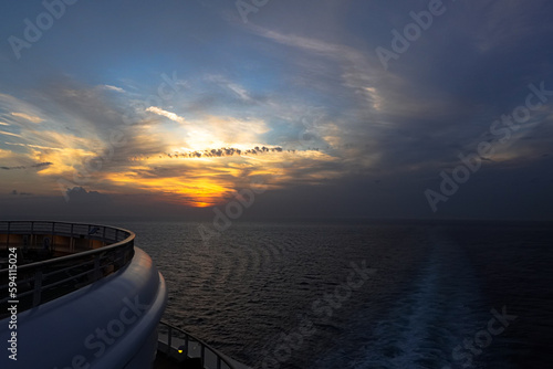 cruise sunset over the sea
