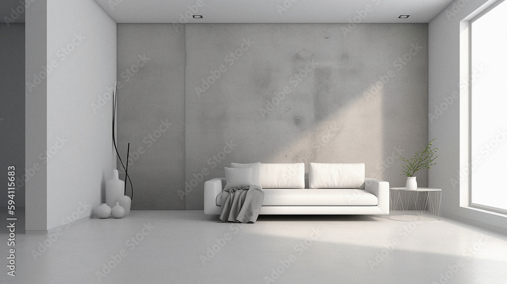Modern Living Room Interior, Simple, Empty Wall, Render Modern Living Room Interior, Simple, Empty Wall, Render