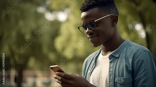 A man using a mobile phone made by AI