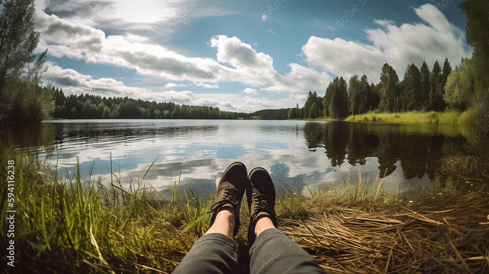 Lakeside Tranquility: A Relaxing Retreat, AI Generative Lakeside Tranquility: A Relaxing Retreat, AI Generative