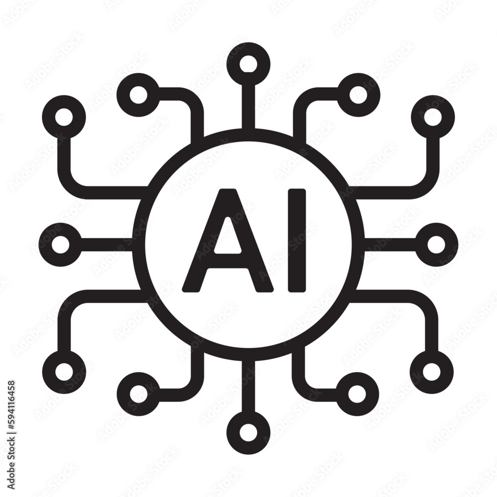 Artificial intelligence AI processor chip vector icon symbol for graphic design, logo, web site, social media. vector Artificial intelligence AI processor chip vector icon symbol for graphic design, logo, web site, social media. vector
