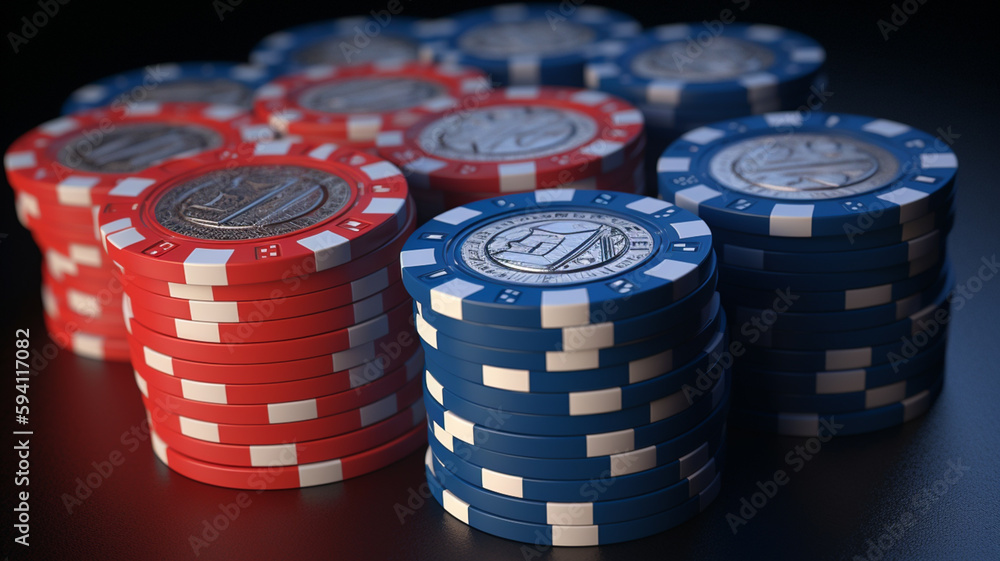 Stack of poker chips and cards, gambling at casino. Stack of poker chips and cards, gambling at casino.