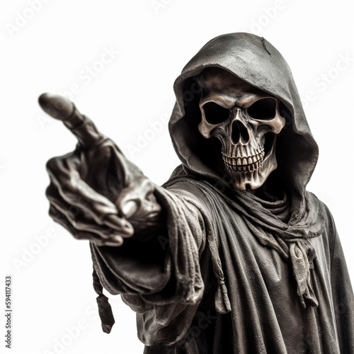Portrait of Death on a White Background