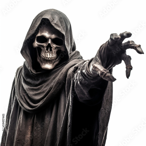 Portrait of Death on a White Background