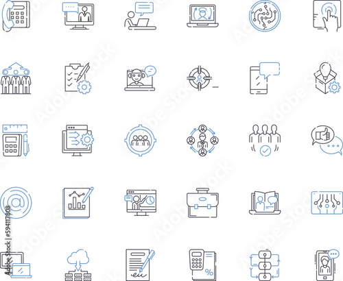 Graduate business school line icons collection. Leadership, Nerking, Finance, Management, Strategy, Innovation, Growth vector and linear illustration. Mentorship,Entrepreneurship,Consulting outline