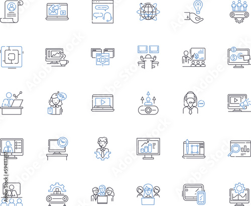 Legislative assembly line icons collection. Parliament, Laws, Representatives, Democracy, Constituencies, Debates, Voting vector and linear illustration. Politicians,Governance,Committees outline