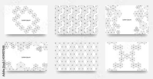 幾何学模様/麻ノ葉文様背景/壁紙 ６枚ベクターカードセット