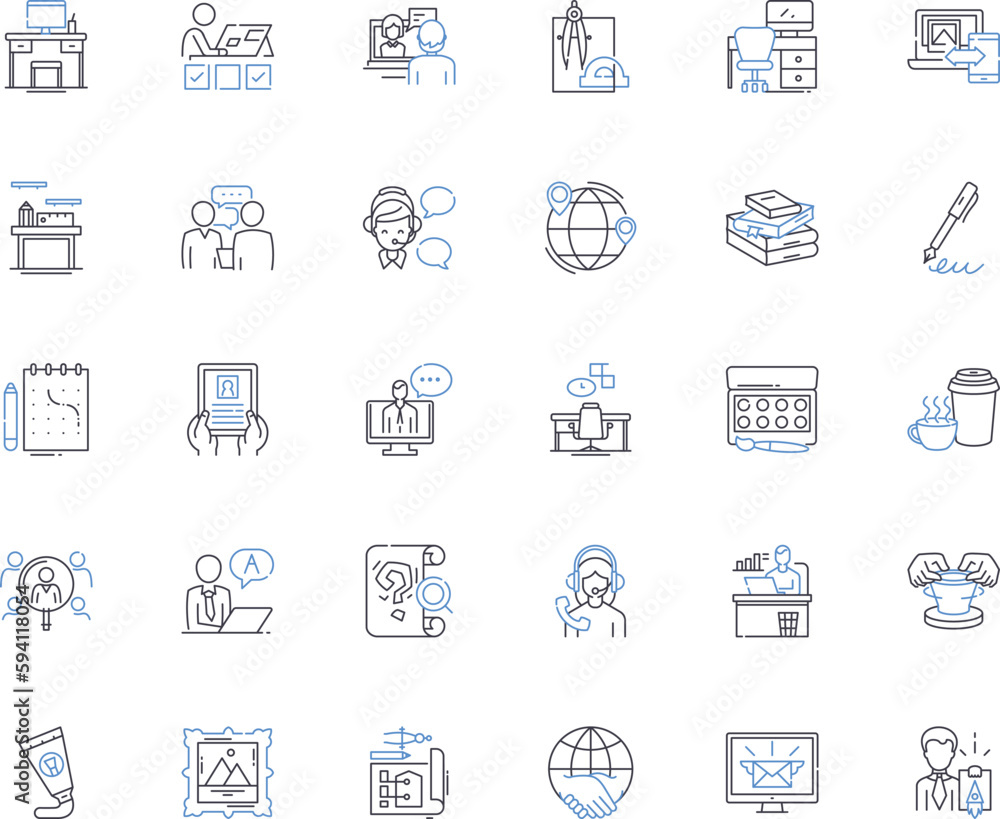 Self-employed line icons collection. Entrepreneur, Freelancer, Soloist, Independent, Autonomy, Entrepreneurship, Contracting vector and linear illustration. Sole proprietor,Flexibility,Self-starter