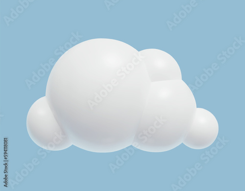 3d white cloud icon realistic plastic three dimensional cute cartoon fluffy cloud design element