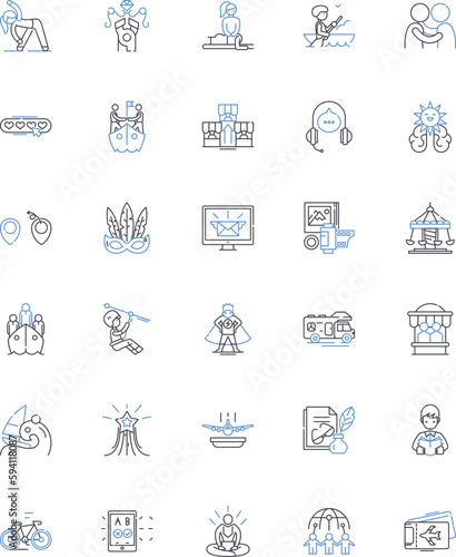 Globe trotter line icons collection. Traveler, Adventurer, Explorer, Wanderlust, Global, Jetsetter, Nomad vector and linear illustration. Roamer,Trekkie,Itinerary outline signs set