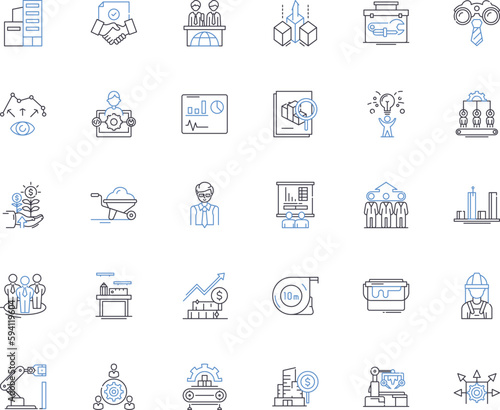 Fabrication enterprise line icons collection. Manufacturing, Assembly, Production, Machining, Welding, Cutting, Turning vector and linear illustration. Milling,Casting,Forming outline signs set