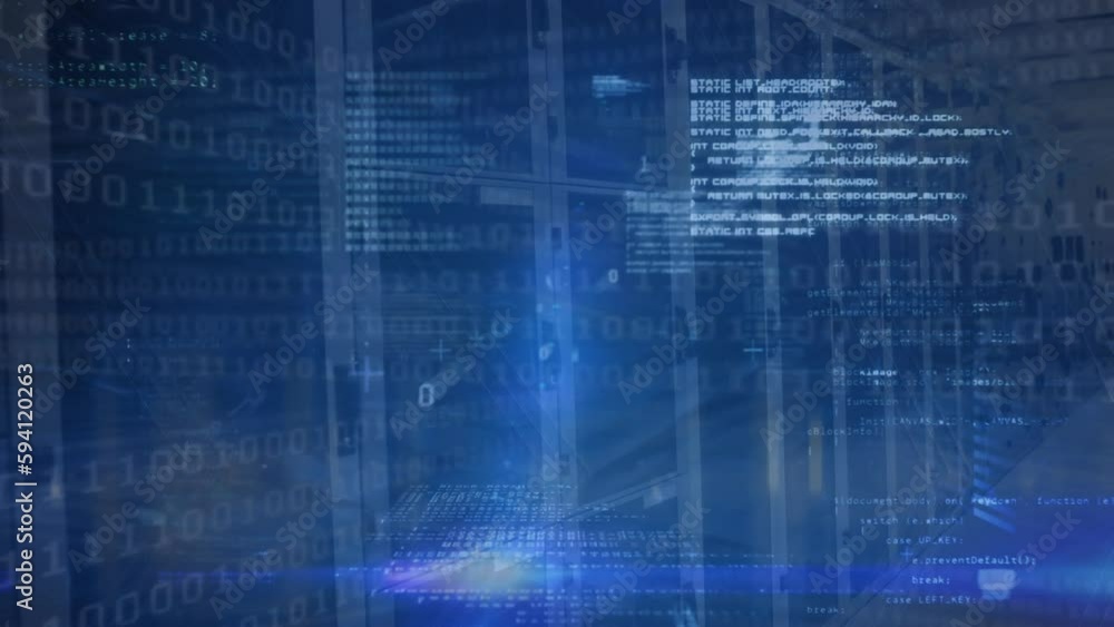 Animation of binary coding data processing over computer servers Animation of binary coding data processing over computer servers