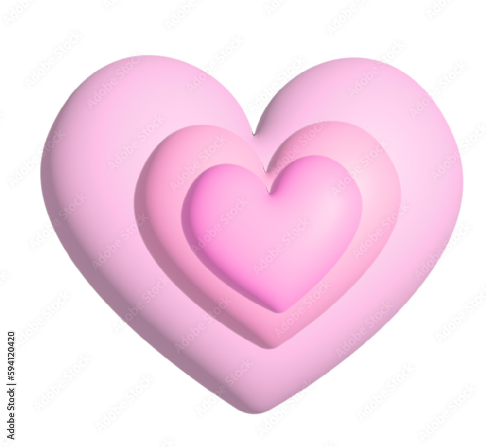3D pink heart on png background
