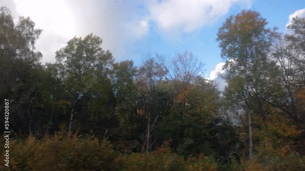 Train journey window view autumn colors Train journey window view autumn colors