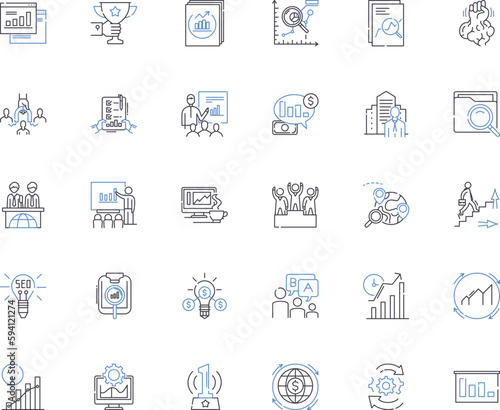 Evolution line icons collection. Darwin, Adaptation, Natural selection, Fossil, Genetics, Genealogy, Mutation vector and linear illustration. Diversity,extinction,Speciation outline signs set photo