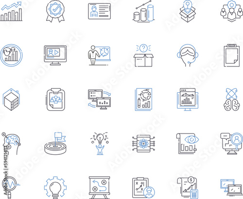 Project tactics line icons collection. Strategy, Planning, Execution, Leadership, Efficiency, Focus, Innovation vector and linear illustration. Results,Accountability,Communication outline signs set