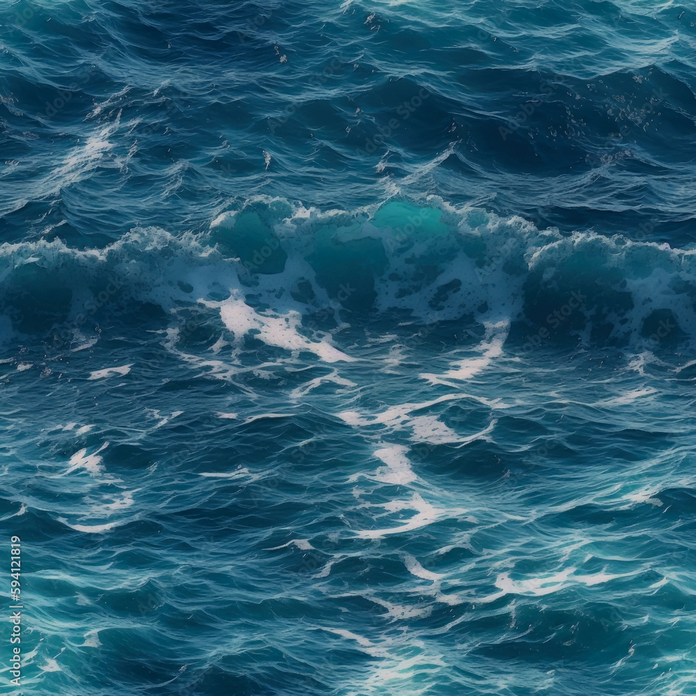 The Blue Ocean Water Seamless texture captures the peaceful and refreshing essence of the sea with its shimmering waves and tranquil blue color, creating a serene and calming atmosphere.