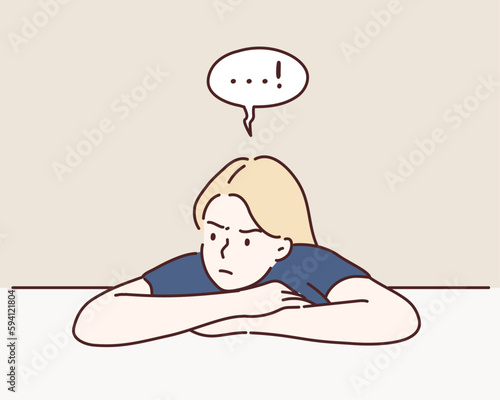 Angry woman, the emotions of girls. Hand drawn style vector design illustrations.