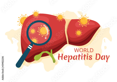 World Hepatitis Day Vector Illustration of Patient Diseased Liver, Cancer and Cirrhosis in Health Care Flat Cartoon Hand Drawn Landing Page Templates