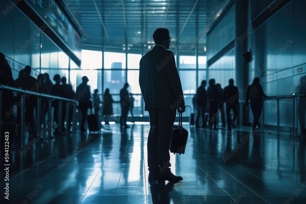 Silhouette of business people at the airport