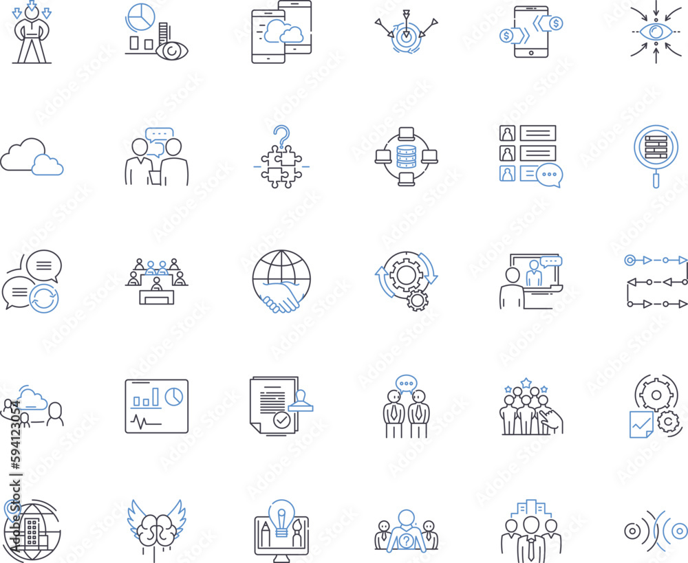 Professional growth line icons collection. Development, Advancement, Progression, Improvement, Expansion, Mastery, Achievement vector and linear illustration. Success,Empowerment,Enrichment outline