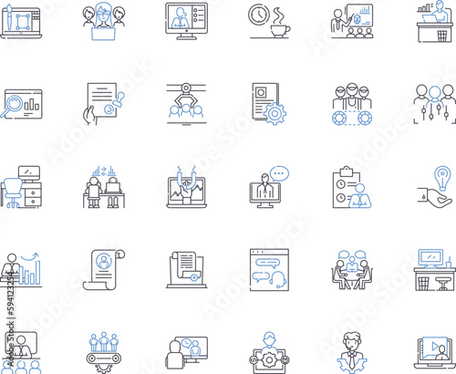 Unity harmony line icons collection. Cooperation, Synergy, Accord, Balance, Oneness, Concurrence, Alliance vector and linear illustration. Fellowship,Synchronization,Unison outline signs set