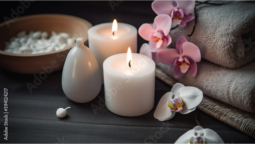 Aroma candles  incense and flowers  AI-generated