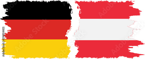 Austria and Germany grunge flags connection vector